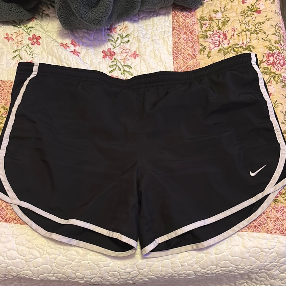 Nike Black Athletic Shorts with Curved Hem